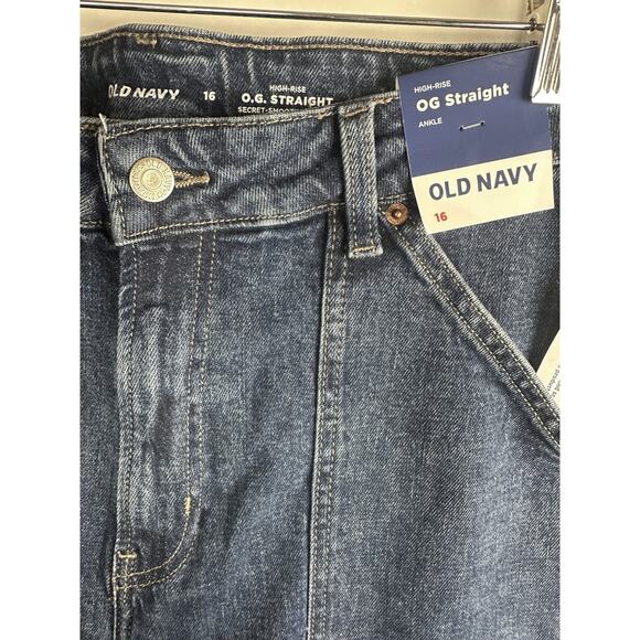 NWT Old Navy High-Waisted OG Straight Utility Jeans Blue Denim Plus Size 16 - Picture 5 of 12